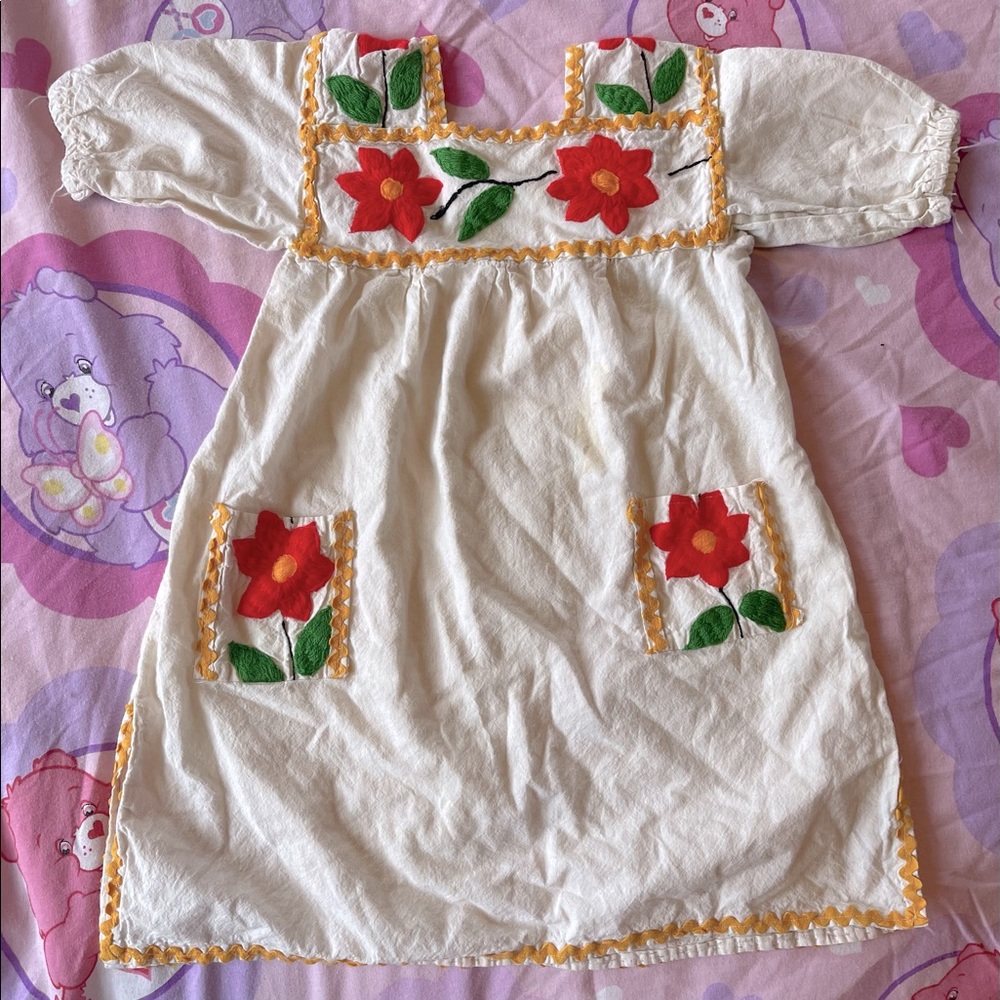 Hand embroidered dress child girl Mexican hippie
